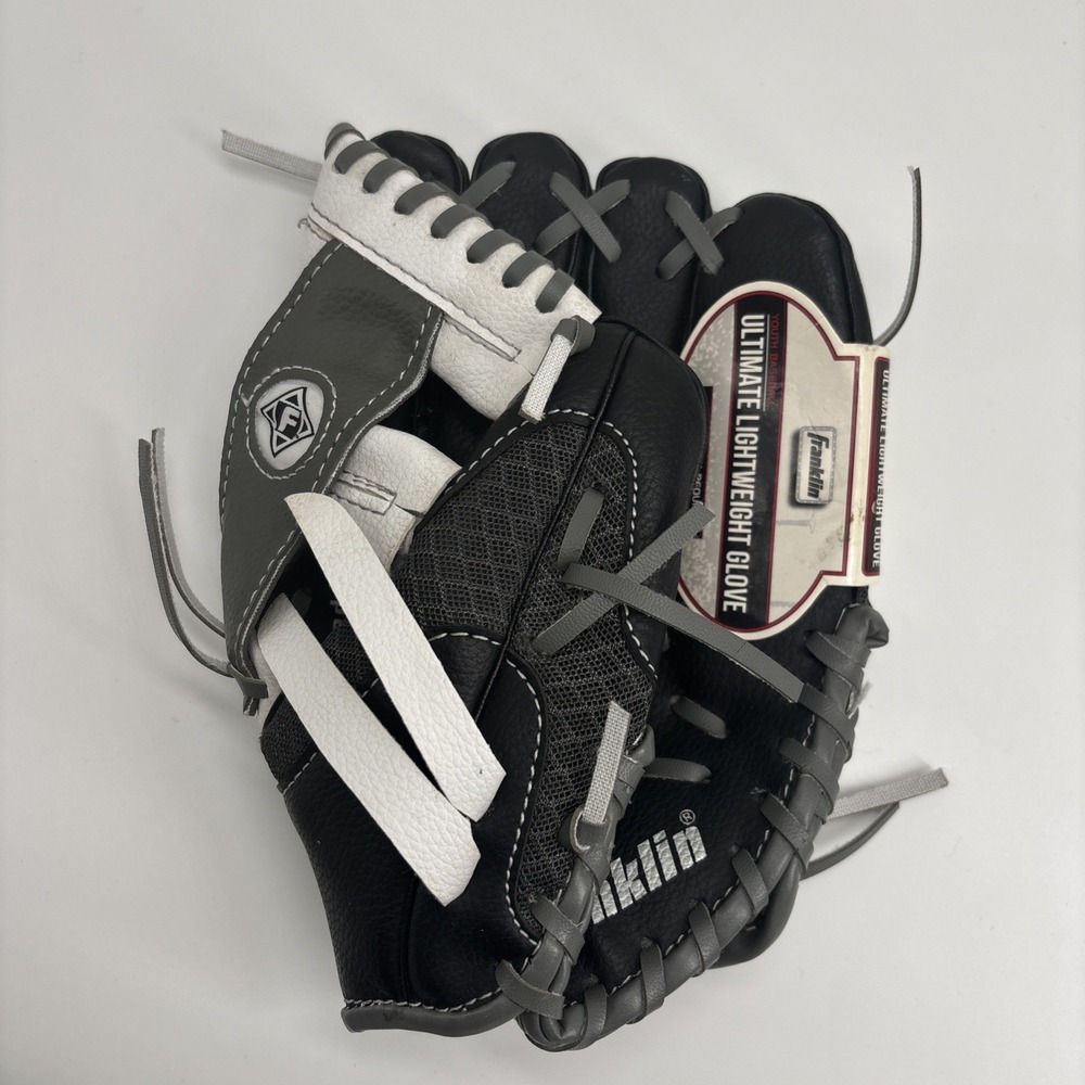 Franklin‎ Sports 9.5'' Meshtek Baseball Glove RHT Tee Ball Black Gray Brand New